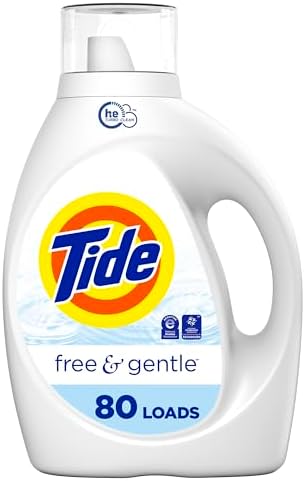 Tide Free & Gentle Liquid Laundry Detergent, 105 fl oz, 80 Loads, HE Compatible