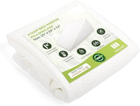 Wedge Pillow Cover for 25x24x12 Bed Wedge Pillow, Hypoallergenic Replacement Case with Zipper & Pockets