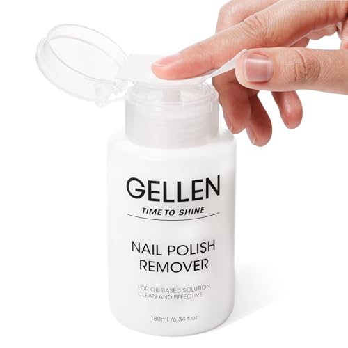 Gellen Nail Polish Remover Milk Scent, Acetone Free Nail Polish Remover for Quick Dry Nail Polishes, Gentle Fingernail Polish Remover, Ultra-Powerful Nail Polish Remover Pump, 6.34 Fl Oz
