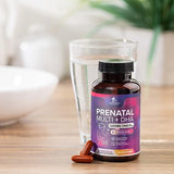 Women's Prenatal Multivitamin with Folic Acid + DHA, Prenatal Vitamin Supplement for Fetal Support w/Folate, Omega 3, Vitamins D3, B6, B12 & Iron, Pregnancy Prenatal DHA, Non-GMO - 60 Softgels