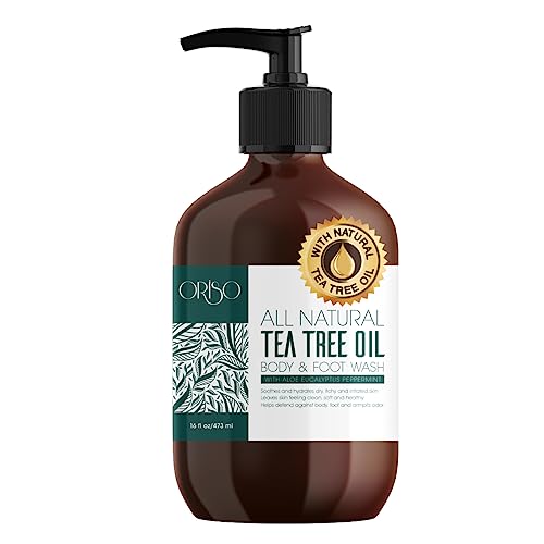 Tea Tree Oil Body Wash - Helps Athletes Foot, Ringworm, Jock Itchy, Acne, Eczema, Yeast Infection, Body Odor, Itchy Skin - With Moisturizing Aloe - Sulfate Free - 16oz