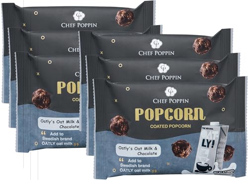 CHEF POPPIN Gourmet Flavored Popcorn, Non-GMO, Oatly's Oat Milk & Chocolate, 20g, 6 Pack, .71 oz each