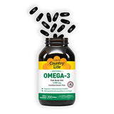 Country Life Omega-3 1000mg, EPA DHA Fish Oil, One-Softgel-Per-Day, 200 Softgels, Certified by Gluten Free