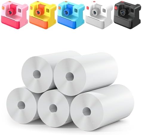 Instant Print Paper - 5 Rolls Black & White Print Paper for Kids Instant Print Camera, NO-Ink HD Printing Thermal Print Paper Set