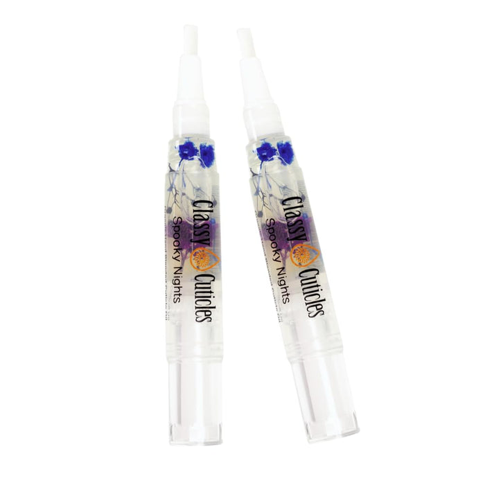 Classy Cuticles | Hand Blended Cuticle Oil | Vegan, Cruelty-Free, & Hydrating | Vitamin E, Jojoba, and Argan Oil | 5 mL Brush Pen | Spooky Nights Scent | Pack of 2