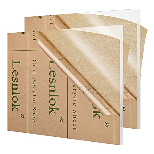 Lesnlok 1/4 Acrylic Sheet 6mm Thick 2 Pack 11 x 14" Clear Plexiglass Sheet,Use for Craft Projects,Signs,Sneeze Guard and More