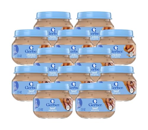 Gerber 2nd Foods: Meats Beef and Gravy, 2.5-Ounce 6 Jars and Chicken & Chicken Gravy, 2.5-Ounce 6 Jars (12 Jars Total)