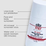 EltaMD UV Stick Sunscreen for Face and Body, SPF 50+ Face Stick Sunscreen with Zinc Oxide, Travel Size Sunscreen Stick, 1.3 oz Stick