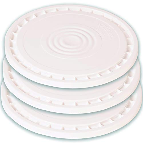 Meranti Reusable Easy Peel 3.5, 5, 6, and 7 Gallon Bucket Lid | Food Grade | 3 Pack (White)