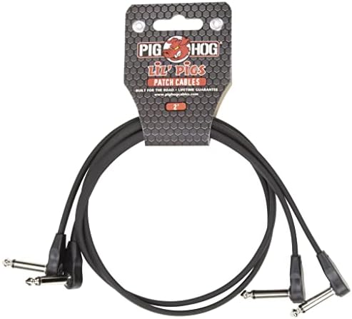 Pig Hog PHLSK2BK Black Low Profile Patch Cables 2 Pack, 2 ft.
