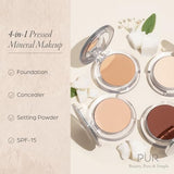 PUR Beauty 4-in-1 Pressed Mineral Makeup Powder Foundation with SPF 15 - Concealer & Finishing Compact Pressed Powder for Face - Buildable Medium to Full Coverage Foundation Powder (Light)