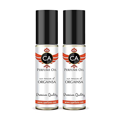 CA Perfume Impression of Orgainsa For Women Replica Fragrance Body Oil Dupes Alcohol-Free Essential Aromatherapy Sample Travel Size Concentrated Long Lasting Attar Roll-On 0.3 Fl Oz-X2