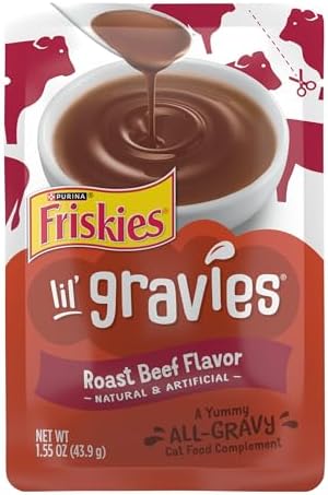 Purina Friskies Lil' Gravies Roast Beef Flavor Cat Food Complement Lickable Cat Treats - (Pack of 16) 1.55 oz. Pouches