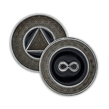 Infinity Sobriety Chip | Thick Triplate AA Coin | Alcoholics Anonymous Recovery Gift Token