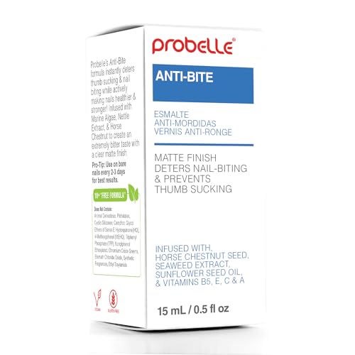 Probelle Anti-Bite, Nail Biting Treatment for Kids & Adults to Quit habit, No Bite Nail Polish Deterrent, Thumb Guard & Prevents Finger Sucking, Bitter Taste Nail Care, For Ages 3+, 0.5 fl oz (15 ml)