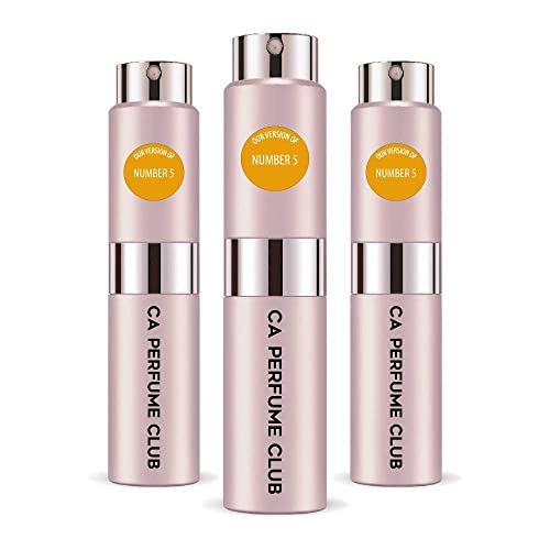 CA Perfume Impression of Number 5 For Women Eau de Parfum Spray Refillable Bottle 0.27 Fl Oz-X3