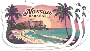 (3pcs) Nassau Bahamas Sticker - Suitcase Sticker - Luggage Stickers - Notebook Stickers - Laptop Stickers - Seattle Travel Sticker - Journal Sticker - Funny Gift (Size 3""), White
