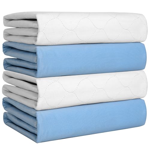 Conkote Heavy Absorbency Bed Pads, 34"X36" (4 Pack), Washable and Reusable Incontinence Underpads, Waterproof Sheet and Mattress Protectors