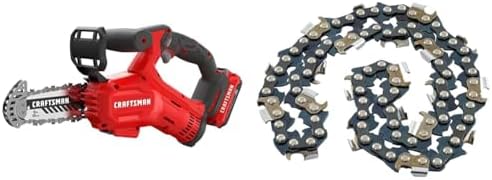 CRAFTSMAN V20 Cordless Pruning Saw, 6" Chain, Small Chainsaw with Battery and Charger Included (CMCCS320D1) & CMZCSC6 6" Chainsaw Replacement Chain