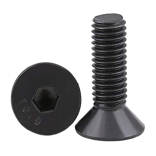 1/4-20 x 2 Flat Head Socket Cap Screws Countersunk Bolts Countersunk Bolts, Alloy Steel Grade 10.9, Fully Threaded, Black Oxide, 30 PCS