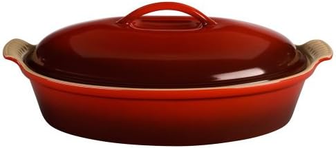 Le Creuset Stoneware Heritage Covered Oval Casserole, 4 qt. (14"), Cerise