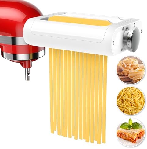 Pasta Maker Machine - Electric Pasta Makers Attachment Set 3-in-1 for KitchenAid Stand Mixers Noodle Maker Kit Included Sheet Roller, Spaghetti & Fettuccine Cutter Maker Homemade Fresh Pasta