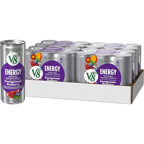 V8 +Energy Pomegranate Blueberry Juice Energy Drink, 8 fl oz Can (24 Pack)