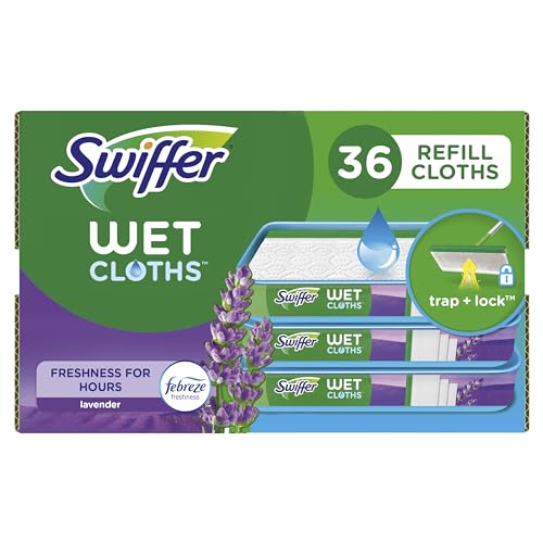 Swiffer Sweeper Wet Mopping Cloth Multi Surface Refills, Febreze Lavender Scent, 36 Count