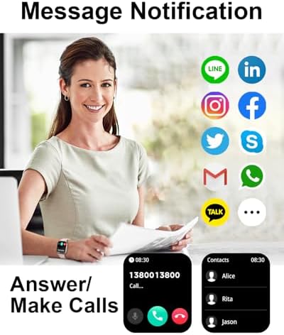 Smart Watch, 2.01” HD Smart Watches for Women, Fitness Tracker Watch with Blood Pressure/Heart Rate/Sleep Monitor, Bluetooth 5.2 Smartwatch for Android/iOS Phones, IP67 Waterproof Sport Watch (Pink)