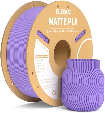 ELEGOO Matte PLA Filament Lavender Purple 1KG, 1.75mm 3D Printer Filament Dimensional Accuracy +/- 0.02mm, 1kg Carboard Spool (2.2lbs) for Most FDM 3D Printers