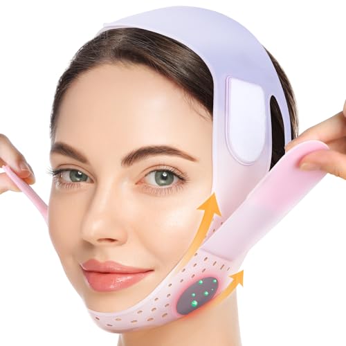 JUSRON V-Line Mask Chin Up Mask Face Strap, Soft Silicone Chin Strap V Shaped Face Mask, Jaw Exerciser 23-27 Inches (Pink)