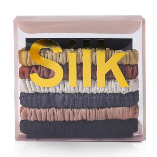 6PCS Silk Hair Ties, 100% Mulberry Silk Scrunchies for Hair, Elastic Ponytail Holders No Damage, Scrunchies for Women Girls