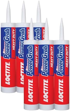 Loctite Power Grab Express Heavy Duty Construction Adhesive, Versatile Construction Glue for Wood, Wall, Tile, Foam Board & More - 9 fl oz Cartridge, Pack of 6