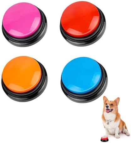 BoArt Voice Recording Button, Dog Buttons for Communication Pet Training Buzzer, 30 Second Record&Playback, Voice Recording Clicker for Cat, Puppy, Pet Trainin, Funny Gift for Study Office Home 4 Pcs