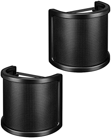 Pop Filter, Aokeo Mic Pop Screen with Metal Mesh, Compact Microphone Pop Shield Windscreen for Recording Studio, Youtube Videos, Streaming, Podcast (2 Pack)