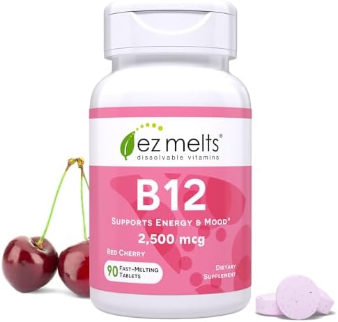 EZ Melts B12 Sublingual Vitamin 2,500 mcg, Methylcobalamin, Sugar-Free, 3-Month Supply