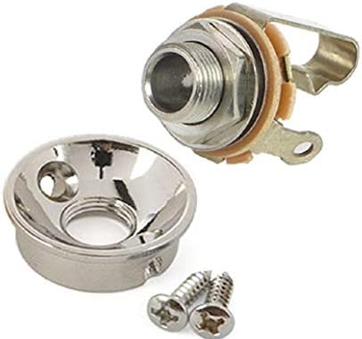 Electrosocket Jack Plate for Telecasters - Polished Nickel Finish + Switchcraft J11 Mono Jack