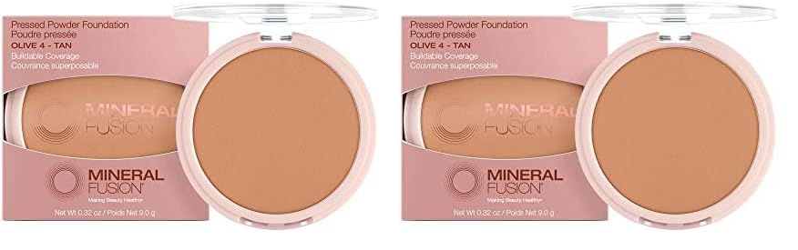 Mineral Fusion Pressed Powder Foundation, Olive 4, 0.32 Ounce (Pack of 2)