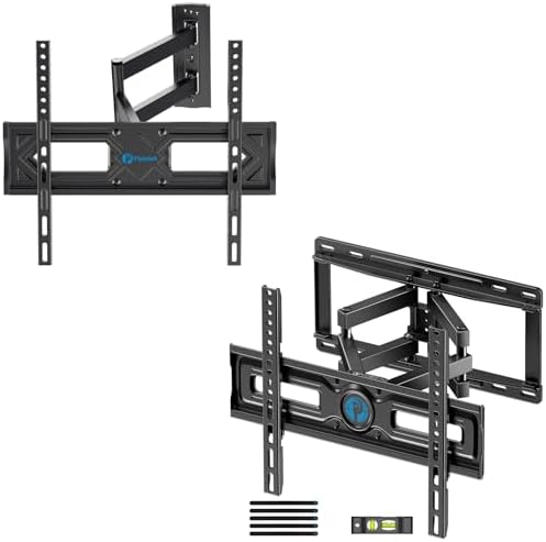 Pipishell Full Motion TV Wall Mount for 26-60 Inch Flat Curved TVs & PIMF4 Full Motion Wall Mount for 26-65 inch Flat or Curved TVs up to 99 lbs with 3 Bracket Heights