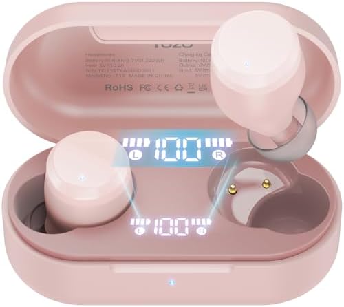 TOZO T12 (Compact Ergonomic Edition) Wireless Earbuds Bluetooth 5.3 Headphones, Call ENC Noise Cancelling Mic, 55Hrs Playtime App Customize EQ IPX8 Waterproof LED Digital Display Premium Sound Headset