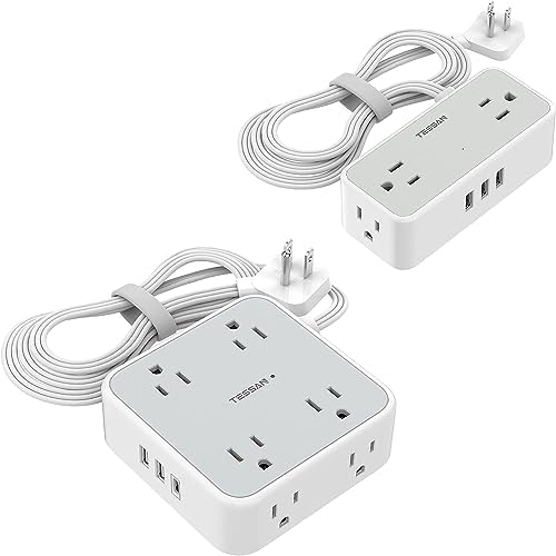 Surge Protector Power Strip - Flat Extension Cord Flat Plug Power Strip, 5 Ft, Office Supplies, Dorm Room Essentials