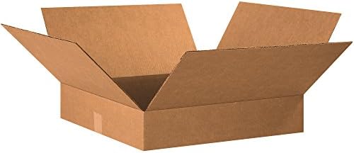 Partners Brand P20204 Flat Corrugated Boxes, 20"L x 20"W x 4"H, Kraft (Pack of 10)