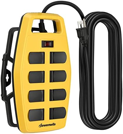 DEWENWILS 8-Outlet Heavy Duty Power Strip with 15FT Cord, UL Listed, Industrial Power Strip with Detachable Cord Management, Garage Power Strip, Reset/Off Switch, Safety Cover, Wall Mountable