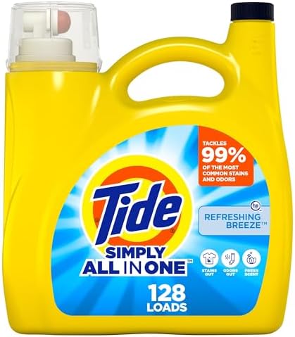 Tide Simply Liquid Laundry Detergent, Refreshing Breeze, 168 oz, 128 Loads, Tide Liquid Laundry Detergent, Laundry Soap