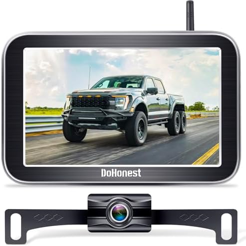 Wireless Backup Camera for Truck RVs: 1080P HD Night Vision Easy Installation 170 Wide-Angle Reaview Camera - 5-Inch DIY Parking Guide 2 Channel Reversing Camera for SUVs Towing
