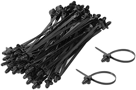 XINGO 100PCS Fir Tree Nylon Push Mount Cable Zip Ties, Heavy Duty Wire Ties, 2 in 1 Self Locking UV Resistant Assortment for Indoor Wire Tying (6.7"x0.27")