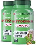 Yuve Nattokinase 2000 FU, Nattokinase Supplement - Natokinase Enzyme from Natto Extract 4000 FU, Sugar-Free, Vitamin K Free - 60 Pills (Pack of 2)