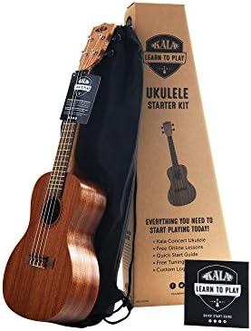 Official Kala Learn to Play Ukulele Concert Starter Kit, Satin Mahogany – Includes online lessons, tuner app, and booklet (KALA-LTP-C)