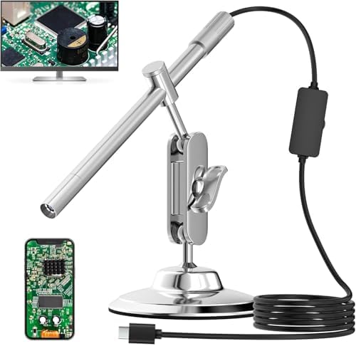 Handheld Digital Microscope for Mobile Devices, iOS and Android Windows MacOS Compatible, USB Connectivity Coin Magnifier with 8 Adjustable LED Lights