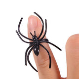 120 Pieces Spider Rings Halloween Rings Plastic Spider Cupcake Topper Bulk Costume Accessories Halloween Party Favors (Black)